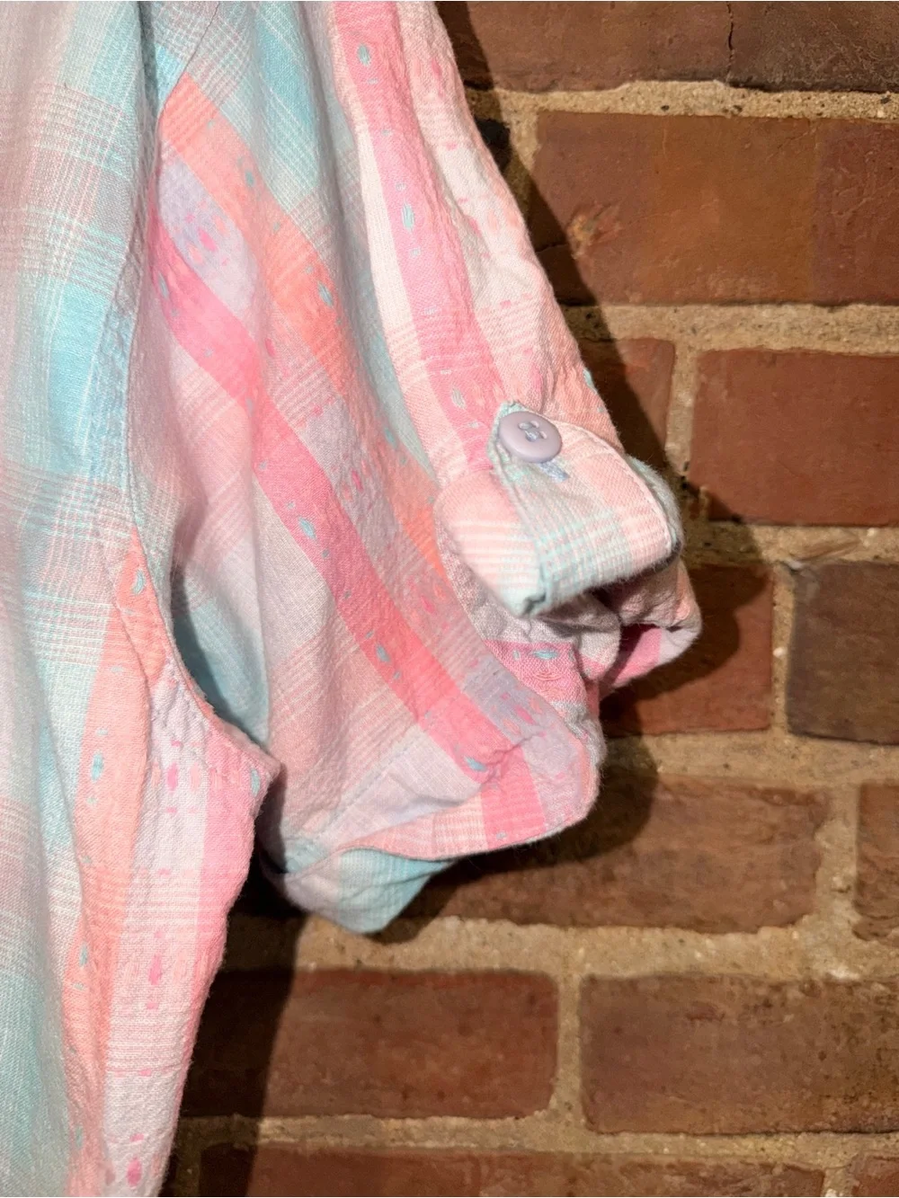 Pastel Pink & Mint Striped Button-Up Shirt
